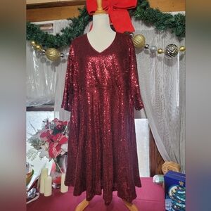 Torrid Red Sequin Skater Dress